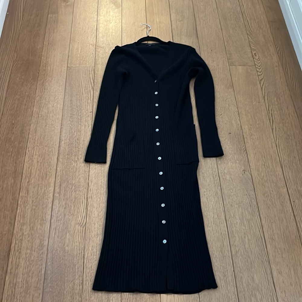J. Crew Ribbed V Neck Cardigan Sweater Dress Medium - Picture 2 of 6